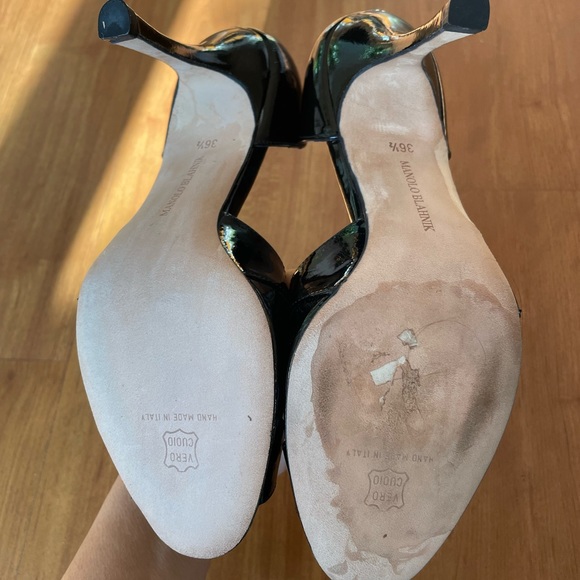 Manolo Blahnik Black Patent Leather Open-Toe Pump - Sz. 36 1/2 - Brand new! - Picture 3 of 4